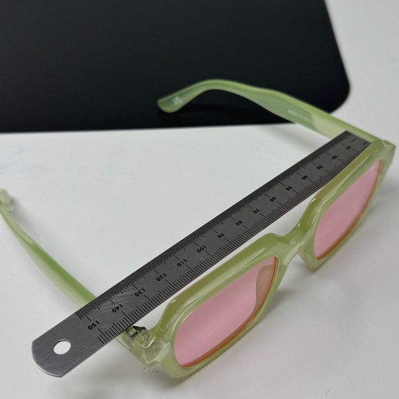 ASOS DESIGN beveled angular square sunglasses in milky green pink lenses - Picture 10 of 15